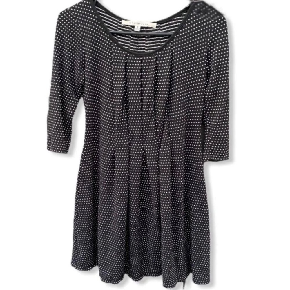 Black & White Polka Dot Dress - Quarter Sleeves